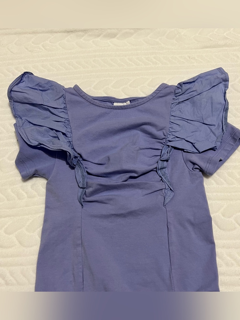 ๐ Zara - Girls Lavender Ruffle Sleeve One-Piece Bodysuit - Picture 2 of 7